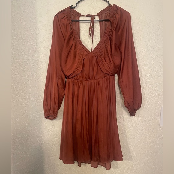 Anthropologie Burnt Orange satin dress - Picture 1 of 5